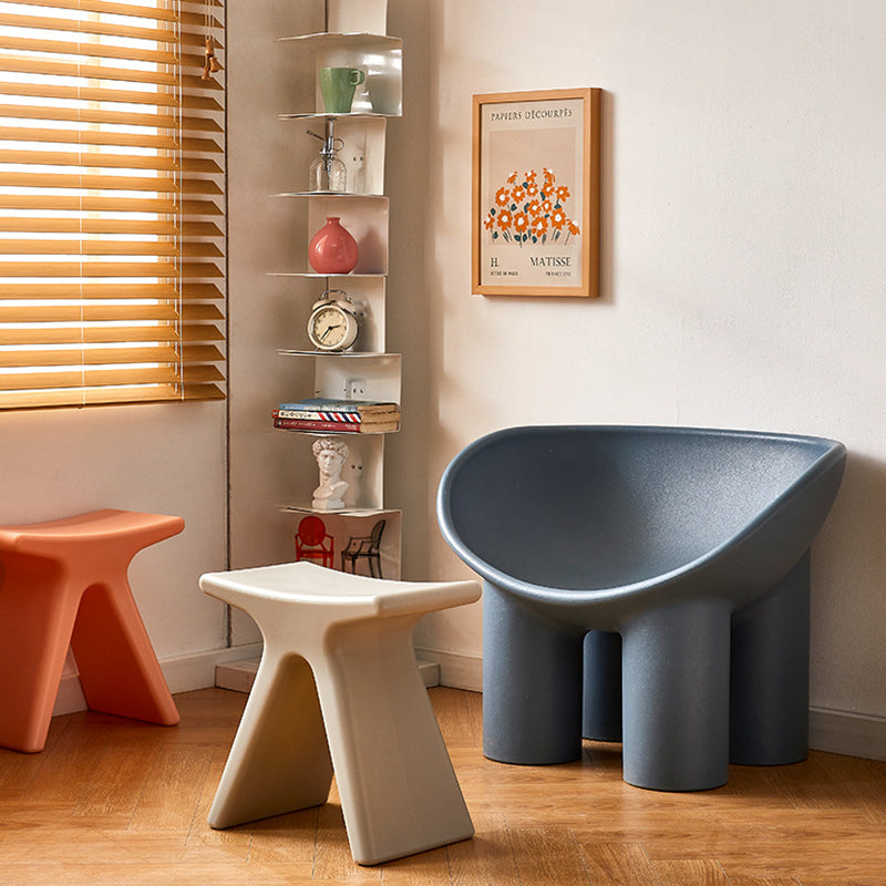 Lumendat Modern Minimalist Geometric PE Plastic Kids Low Stool Backless Armless For Hallway Lumendat