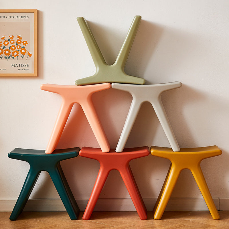 Lumendat Modern Minimalist Geometric PE Plastic Kids Low Stool Backless Armless For Hallway Lumendat