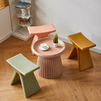 Lumendat Modern Minimalist Geometric PE Plastic Kids Low Stool Backless Armless For Hallway Lumendat