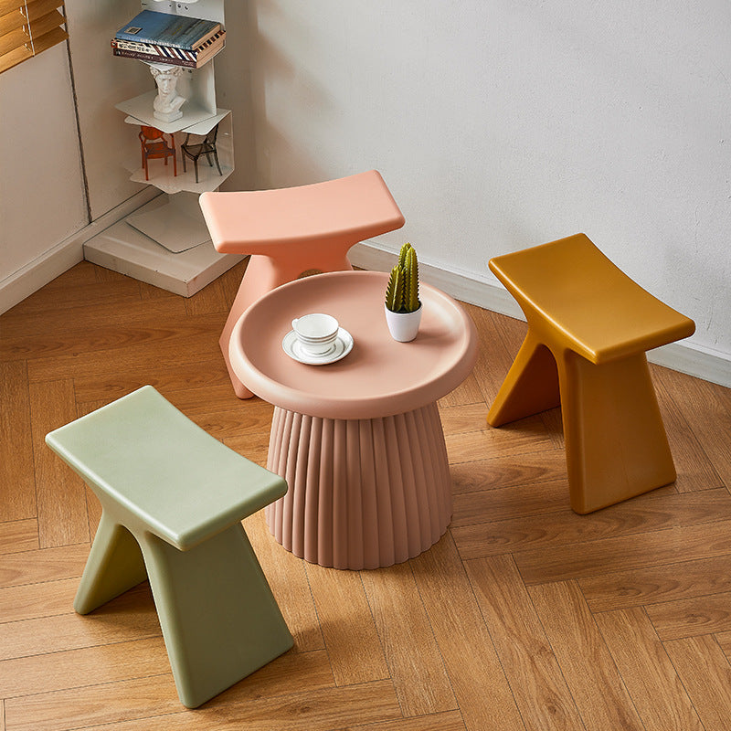Lumendat Modern Minimalist Geometric PE Plastic Kids Low Stool Backless Armless For Hallway Lumendat