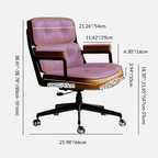 Contemporary Scandinavian Rotatable Rectangular Metal PU & Genuine Leather Sponge Liftable Desk Chair Backrest Armrest For Home Office DFM-F