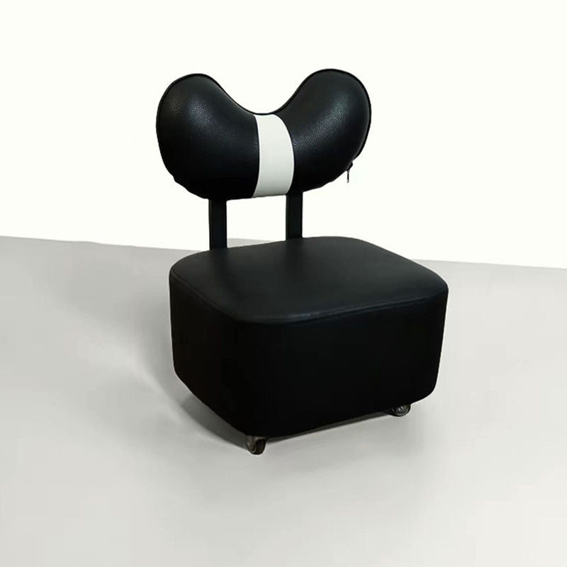 Lumendat Contemporary Creative Cashew Nuts Square Pine Wood Faux Leather Sponge Movable Kids Low Stool Backrest Armless For Living Room Lumendat