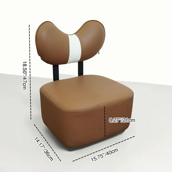 Lumendat Contemporary Creative Cashew Nuts Square Pine Wood Faux Leather Sponge Movable Kids Low Stool Backrest Armless For Living Room Lumendat