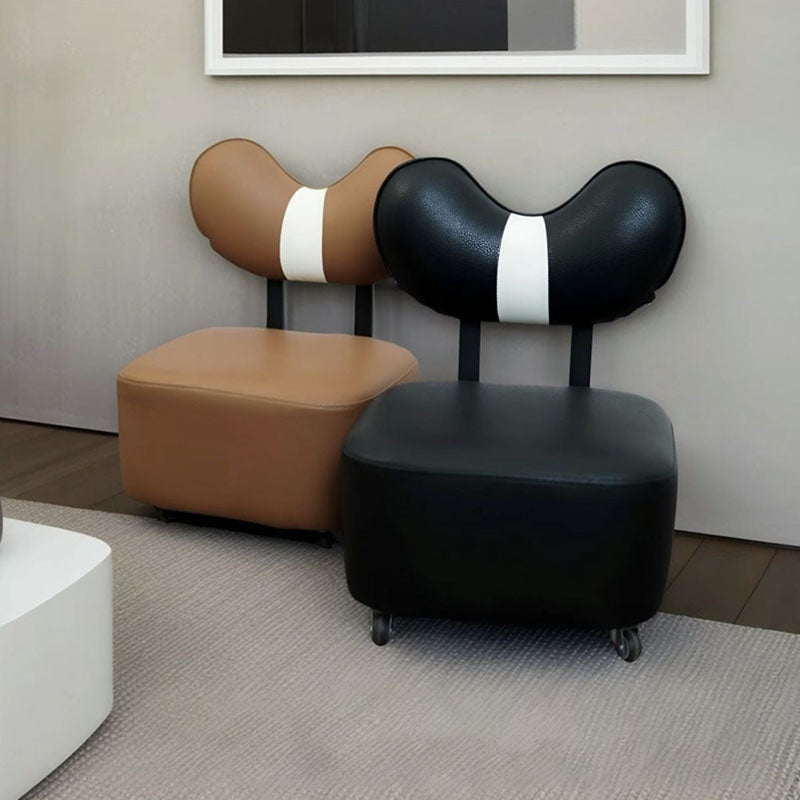 Lumendat Contemporary Creative Cashew Nuts Square Pine Wood Faux Leather Sponge Movable Kids Low Stool Backrest Armless For Living Room Lumendat