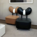 Lumendat Contemporary Creative Cashew Nuts Square Pine Wood Faux Leather Sponge Movable Kids Low Stool Backrest Armless For Living Room Lumendat