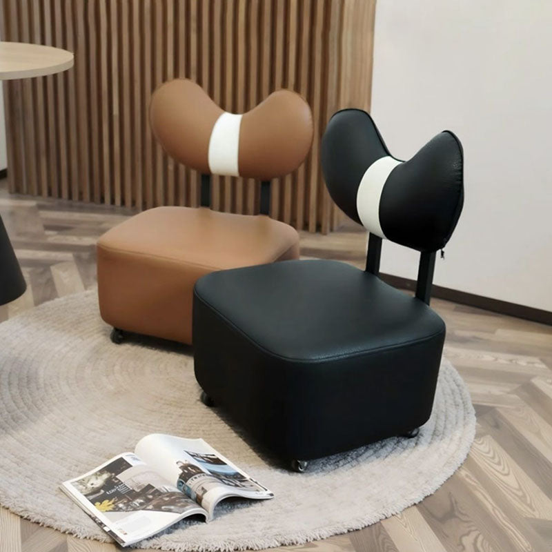 Lumendat Contemporary Creative Cashew Nuts Square Pine Wood Faux Leather Sponge Movable Kids Low Stool Backrest Armless For Living Room Lumendat