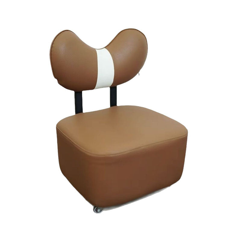 Lumendat Contemporary Creative Cashew Nuts Square Pine Wood Faux Leather Sponge Movable Kids Low Stool Backrest Armless For Living Room Lumendat