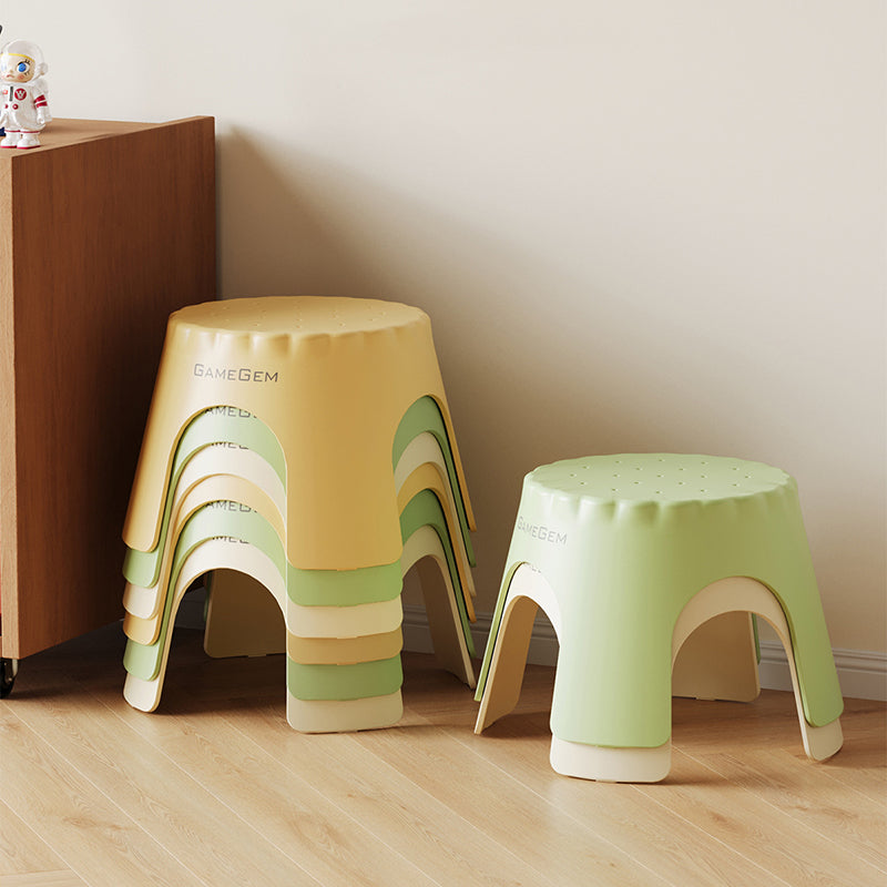 Lumendat Modern Art Deco Stackable Cookie-Shaped PP Kids Low Stool Backless Armless For Entryway Lumendat