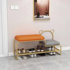 Lumendat Contemporary Scandinavian Iron Velvet Rectangular Bear Kids Shoe Bench Armless For Entryways Lumendat