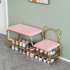 Lumendat Contemporary Scandinavian Iron Velvet Rectangular Bear Kids Shoe Bench Armless For Entryways Lumendat
