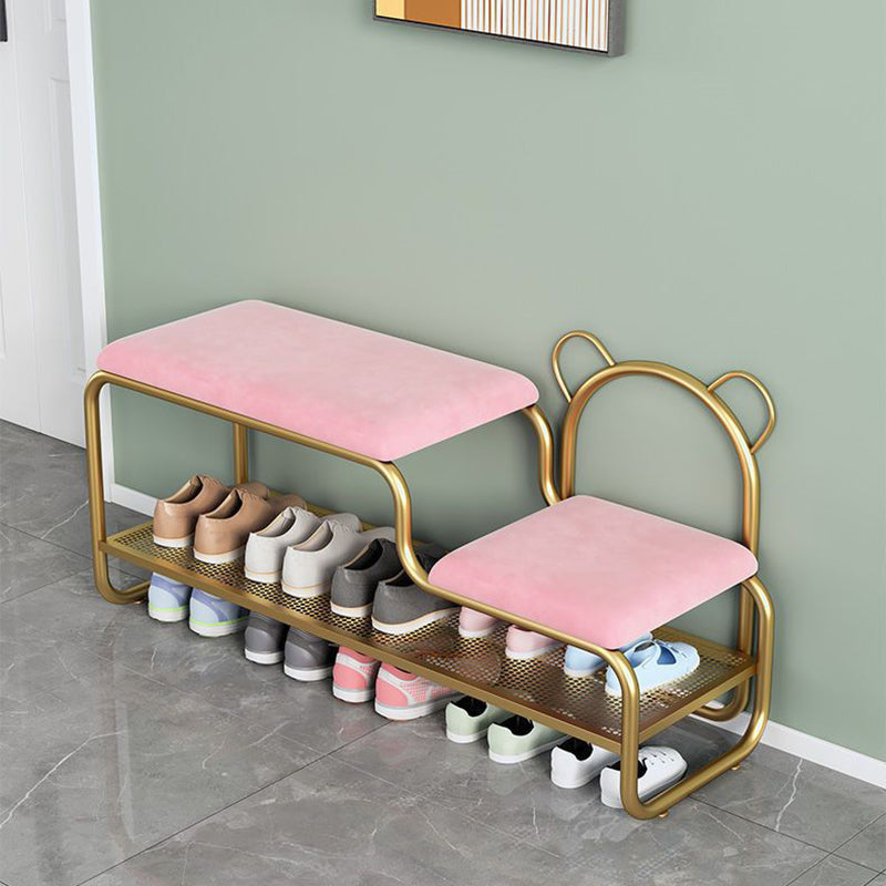 Lumendat Contemporary Scandinavian Iron Velvet Rectangular Bear Kids Shoe Bench Armless For Entryways Lumendat