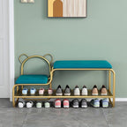 Lumendat Contemporary Scandinavian Iron Velvet Rectangular Bear Kids Shoe Bench Armless For Entryways Lumendat
