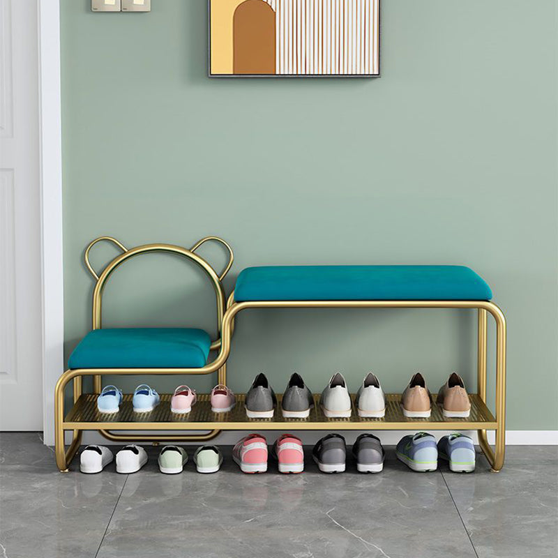 Lumendat Contemporary Scandinavian Iron Velvet Rectangular Bear Kids Shoe Bench Armless For Entryways Lumendat