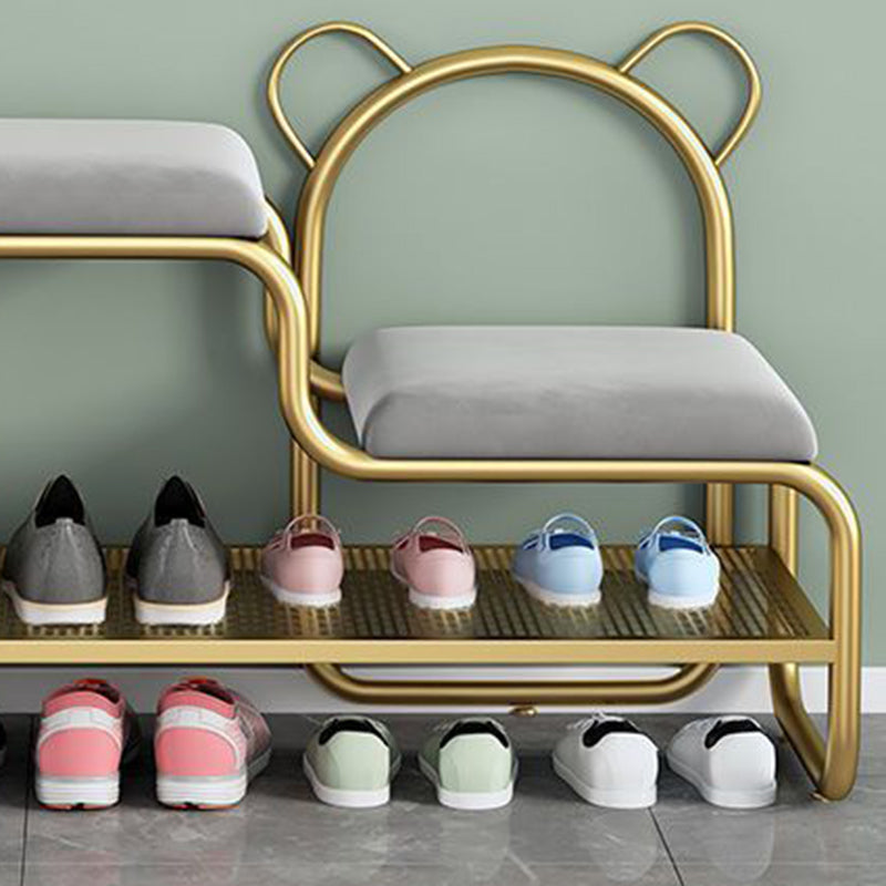 Lumendat Contemporary Scandinavian Iron Velvet Rectangular Bear Kids Shoe Bench Armless For Entryways Lumendat