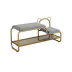 Lumendat Contemporary Scandinavian Iron Velvet Rectangular Bear Kids Shoe Bench Armless For Entryways Lumendat