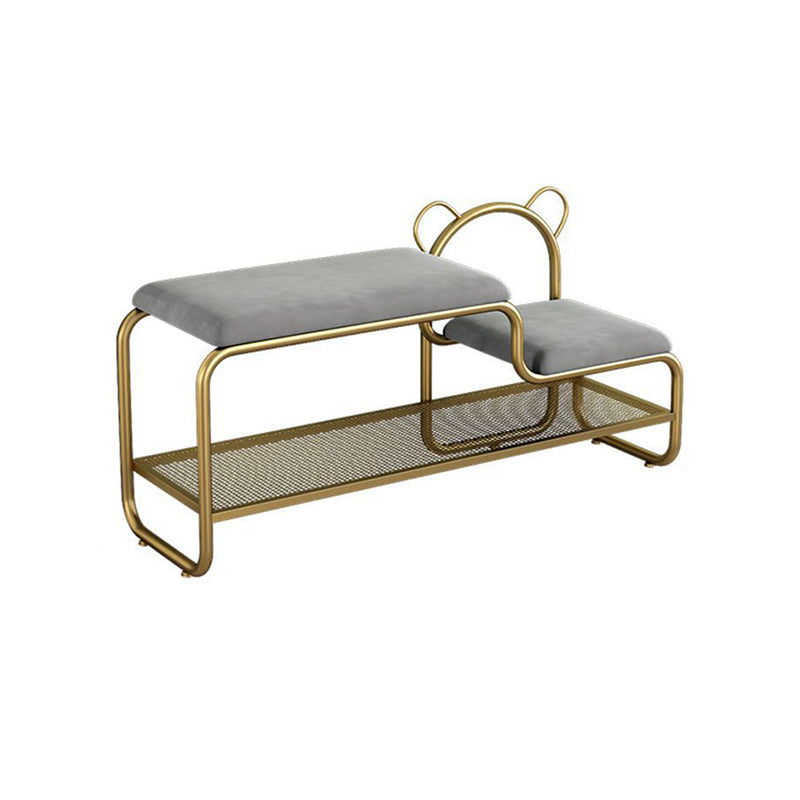 Lumendat Contemporary Scandinavian Iron Velvet Rectangular Bear Kids Shoe Bench Armless For Entryways Lumendat