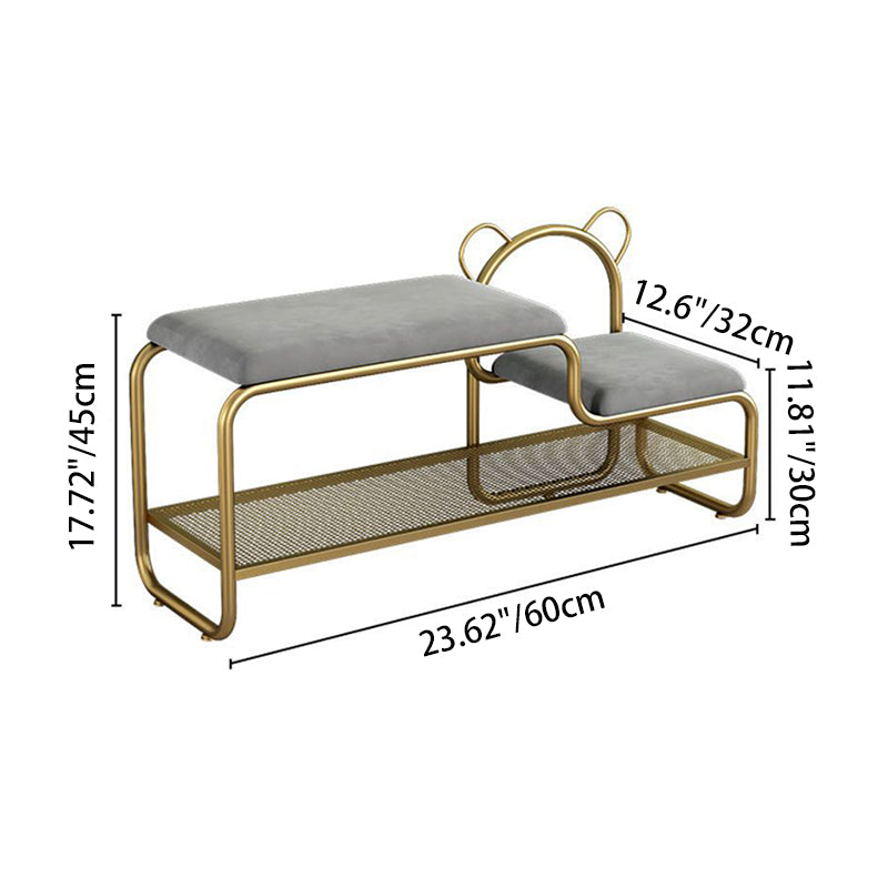 Lumendat Contemporary Scandinavian Iron Velvet Rectangular Bear Kids Shoe Bench Armless For Entryways Lumendat