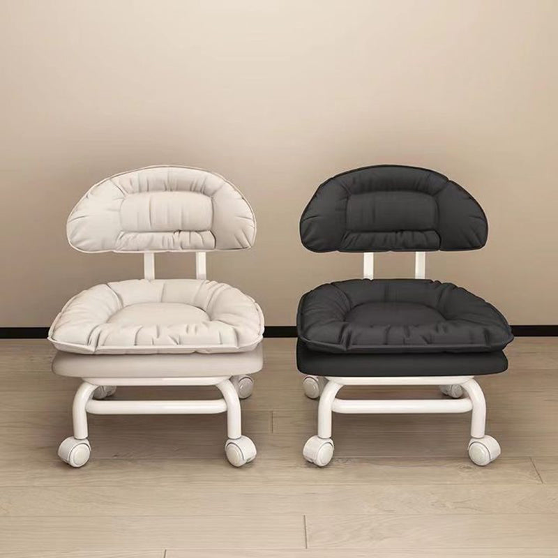 Lumendat Modern Minimalist Curved Square Swivel Mobile Pulley Napa Leather Metal Chair Backrest For Living Room Lumendat