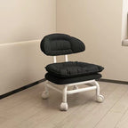 Lumendat Modern Minimalist Curved Square Swivel Mobile Pulley Napa Leather Metal Chair Backrest For Living Room Lumendat