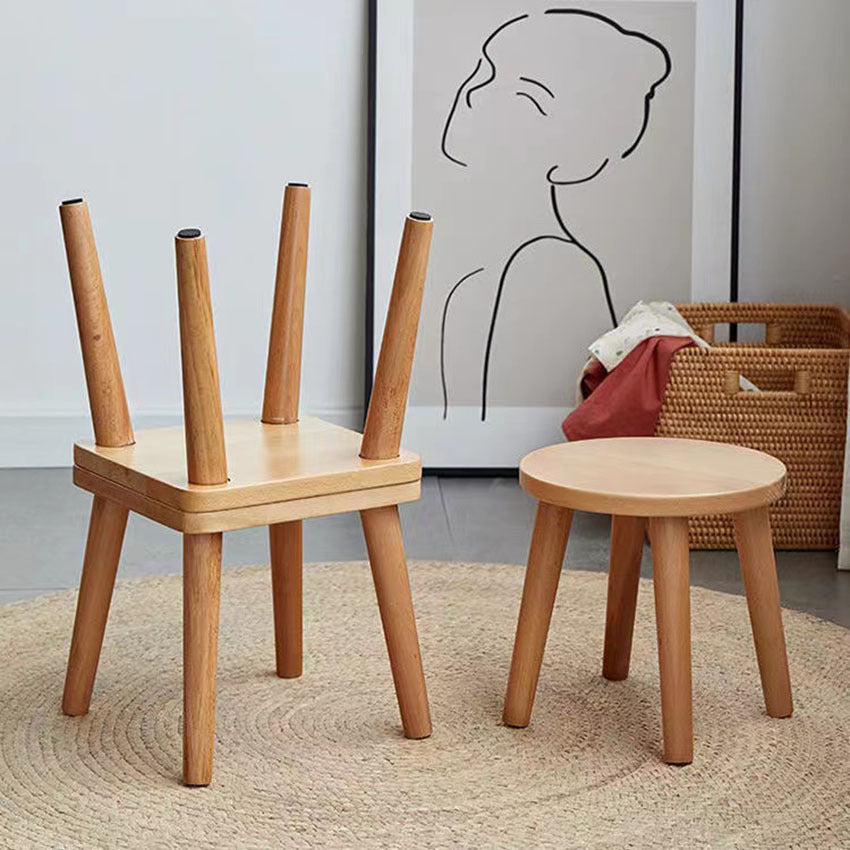 Lumendat Modern Minimalist Square Rubberwood Chair Backless For Living Room Lumendat