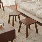 Lumendat Modern Minimalist Square Rubberwood Chair Backless For Living Room Lumendat