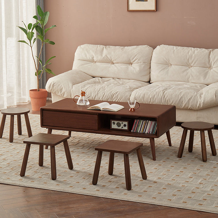 Lumendat Modern Minimalist Square Rubberwood Chair Backless For Living Room Lumendat