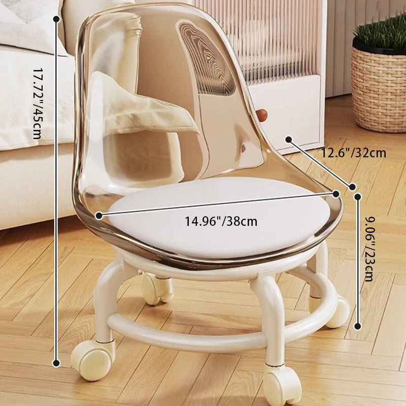 Lumendat Contemporary Scandinavian Kids Acrylic Leather Sponge Metal Round Low Stool Backrest Movable For Living Room Lumendat