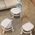 Lumendat Contemporary Scandinavian Kids Acrylic Leather Sponge Metal Round Low Stool Backrest Movable For Living Room Lumendat