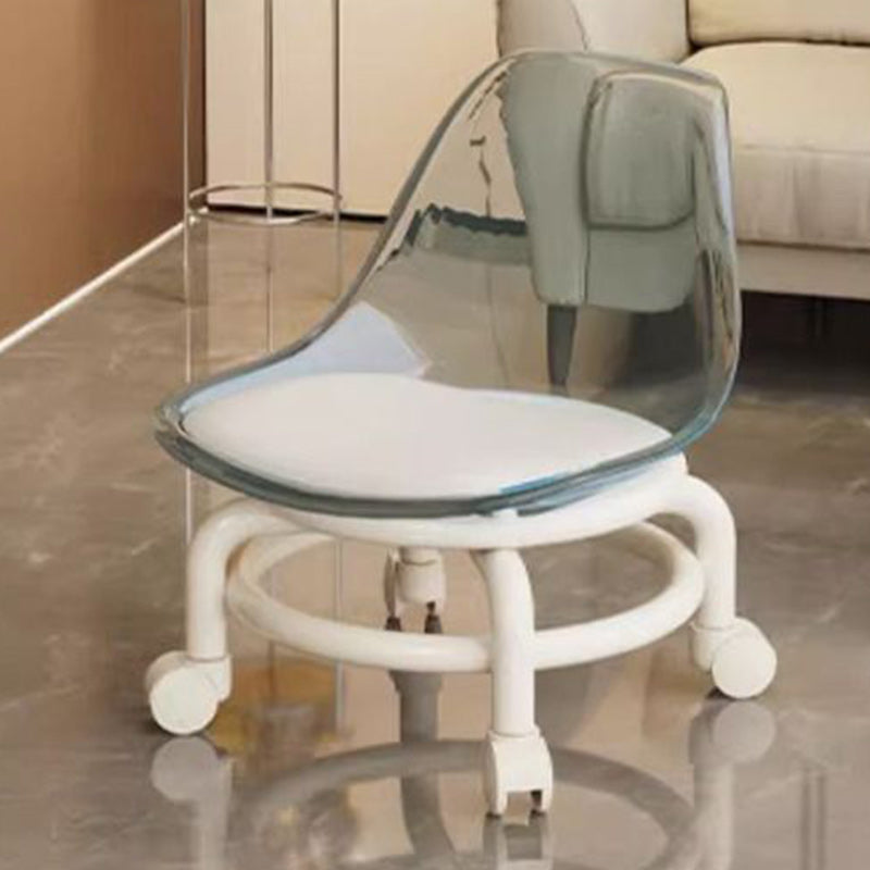 Lumendat Contemporary Scandinavian Kids Acrylic Leather Sponge Metal Round Low Stool Backrest Movable For Living Room Lumendat