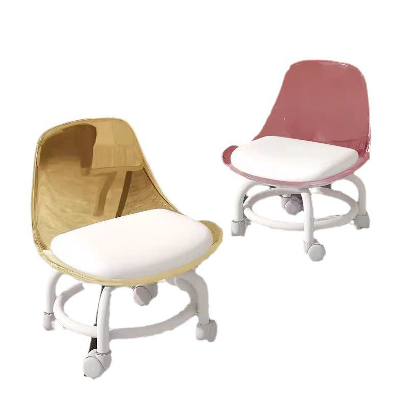 Lumendat Contemporary Scandinavian Kids Acrylic Leather Sponge Metal Round Low Stool Backrest Movable For Living Room Lumendat