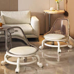 Lumendat Contemporary Scandinavian Kids Acrylic Leather Sponge Metal Round Low Stool Backrest Movable For Living Room Lumendat