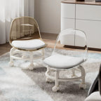 Lumendat Contemporary Scandinavian Kids Acrylic Leather Sponge Metal Round Low Stool Backrest Movable For Living Room Lumendat