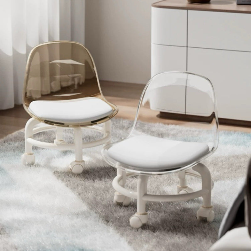 Lumendat Contemporary Scandinavian Kids Acrylic Leather Sponge Metal Round Low Stool Backrest Movable For Living Room Lumendat