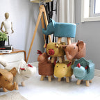 Lumendat Contemporary Creative Kids Fabric Wood Sponge Animal Elephant Footstool For Entryway Lumendat