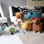 Lumendat Contemporary Creative Kids Fabric Wood Sponge Animal Elephant Footstool For Entryway Lumendat