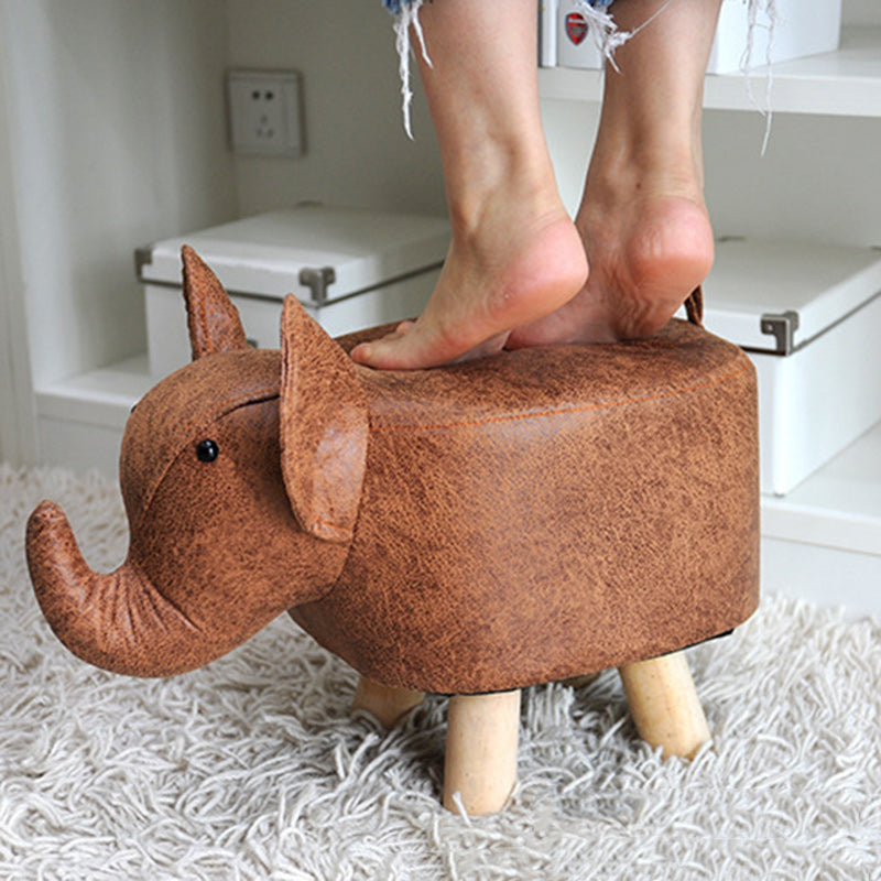 Lumendat Contemporary Creative Kids Fabric Wood Sponge Animal Elephant Footstool For Entryway Lumendat