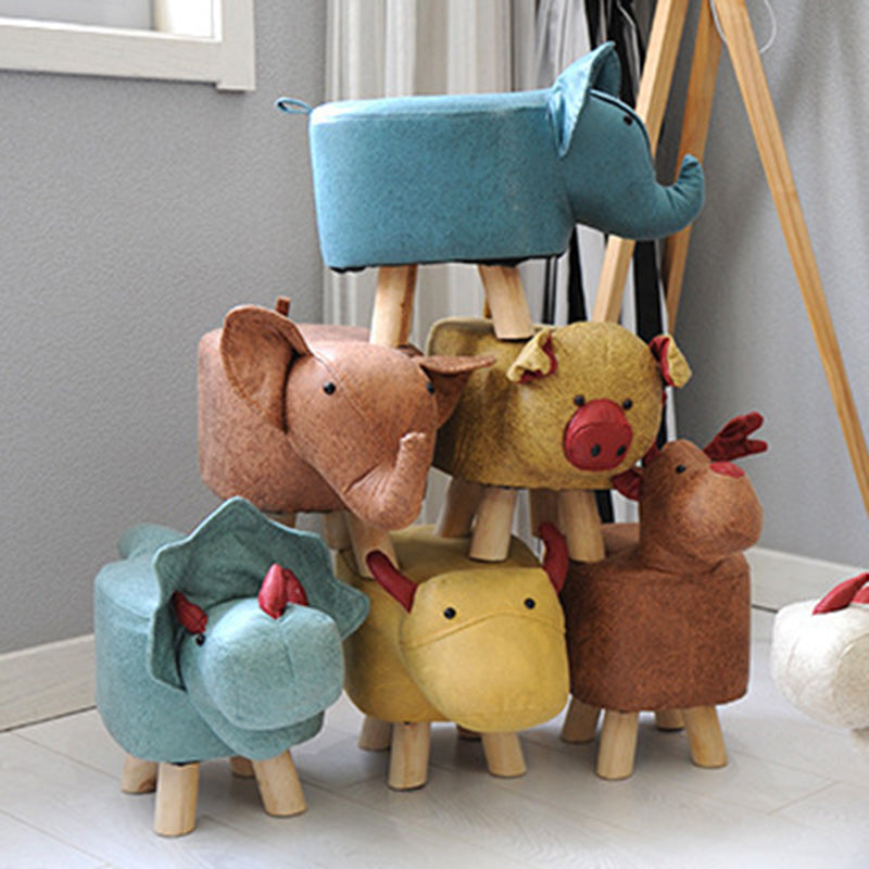 Lumendat Contemporary Creative Kids Fabric Wood Sponge Animal Elephant Footstool For Entryway Lumendat