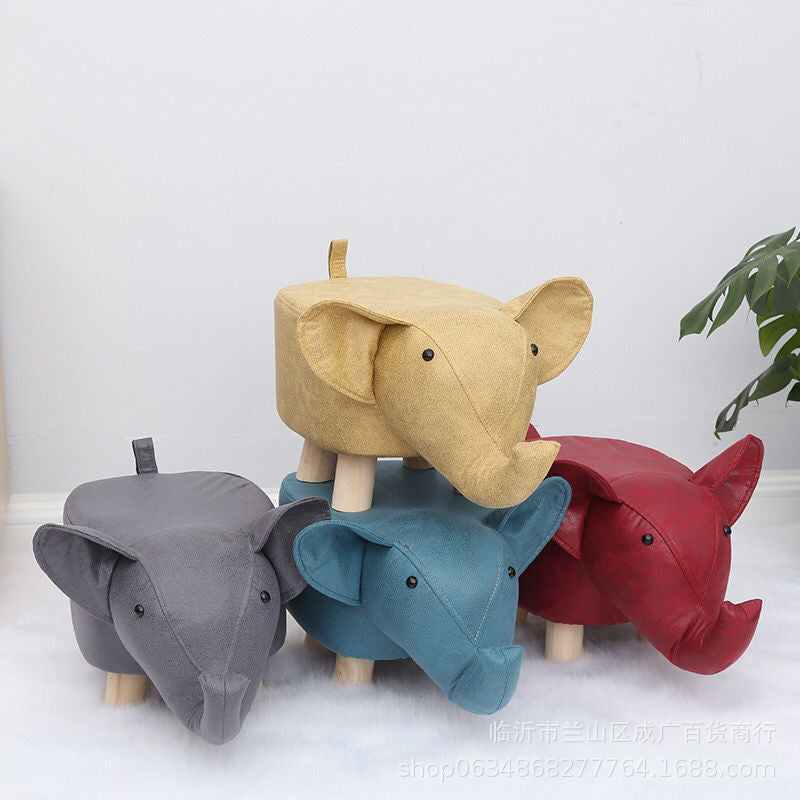 Lumendat Contemporary Creative Kids Fabric Wood Sponge Animal Elephant Footstool For Entryway Lumendat
