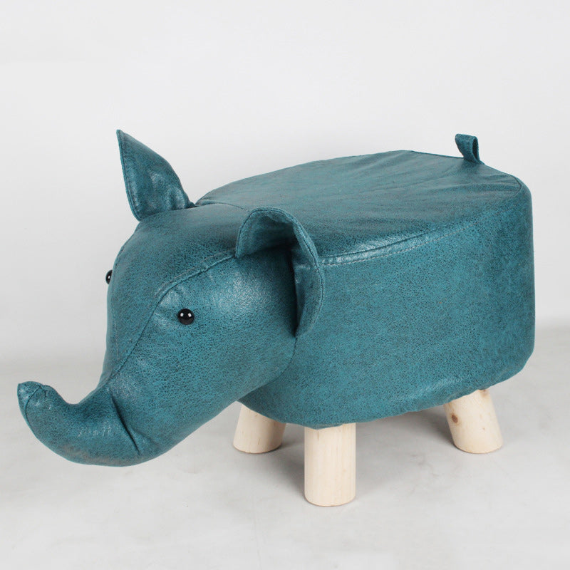 Lumendat Contemporary Creative Kids Fabric Wood Sponge Animal Elephant Footstool For Entryway Lumendat