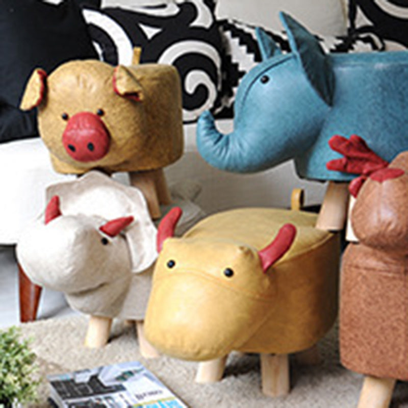 Lumendat Contemporary Creative Kids Fabric Wood Sponge Animal Elephant Footstool For Entryway Lumendat