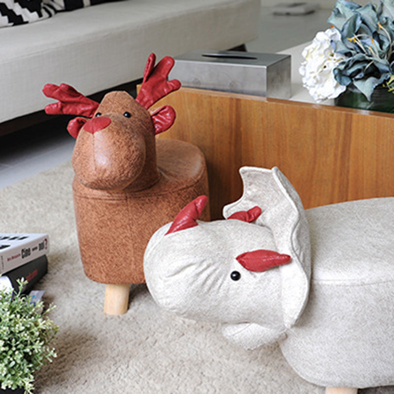 Lumendat Contemporary Creative Kids Fabric Wood Sponge Animal Elephant Footstool For Entryway Lumendat
