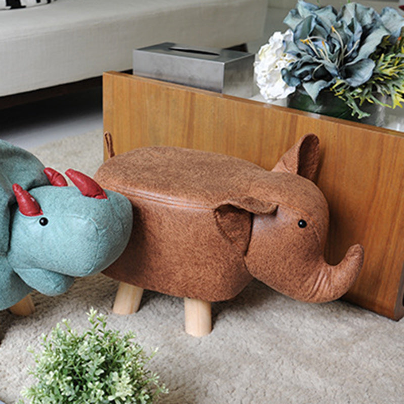 Lumendat Contemporary Creative Kids Fabric Wood Sponge Animal Elephant Footstool For Entryway Lumendat
