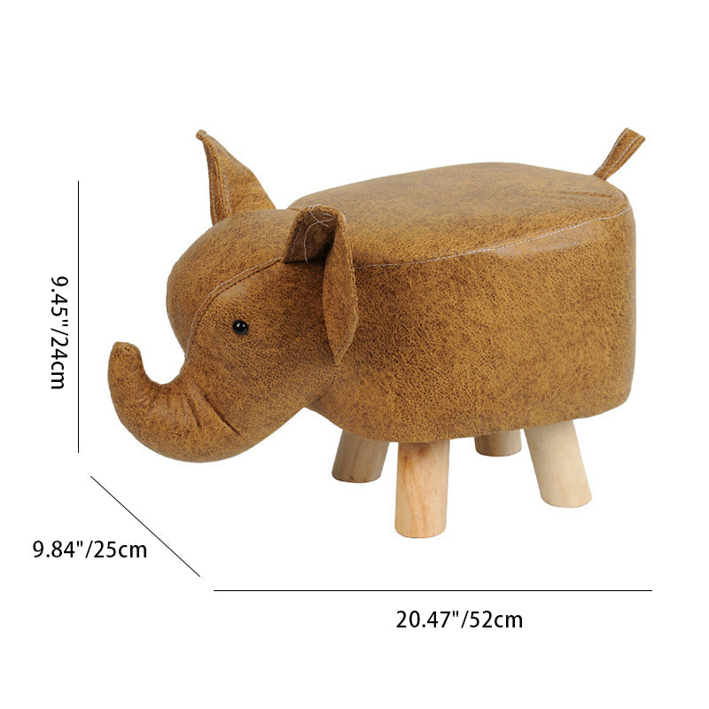 Lumendat Contemporary Creative Kids Fabric Wood Sponge Animal Elephant Footstool For Entryway Lumendat