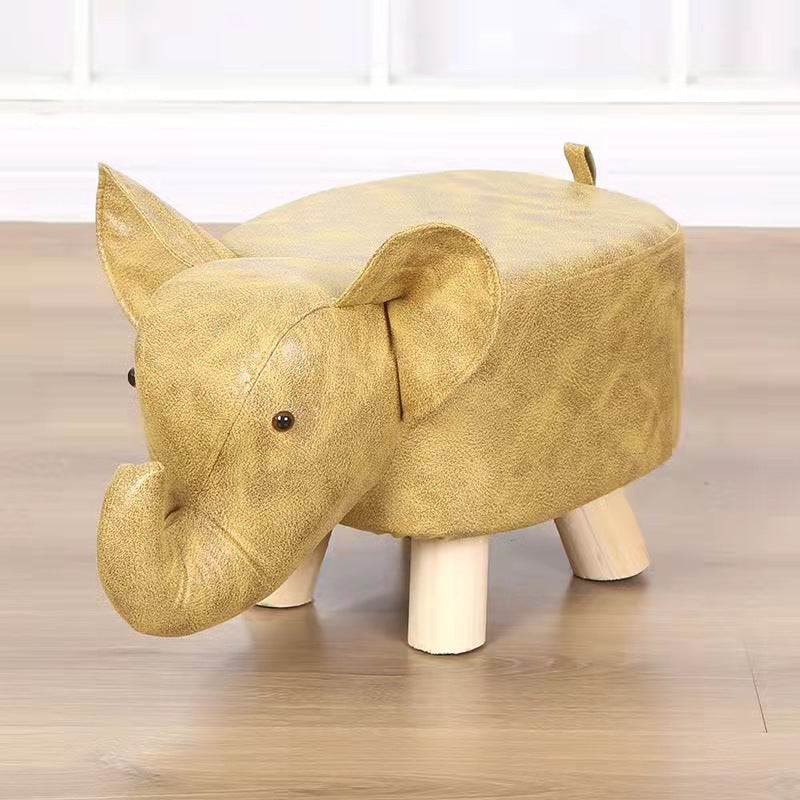 Lumendat Contemporary Creative Kids Fabric Wood Sponge Animal Elephant Footstool For Entryway Lumendat
