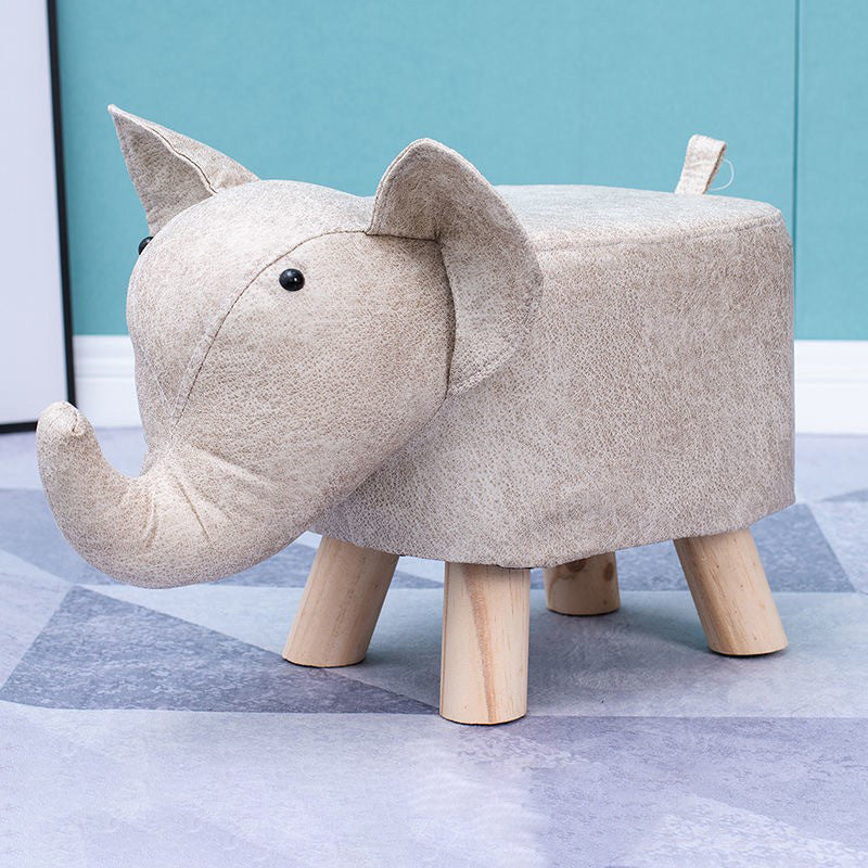 Lumendat Contemporary Creative Kids Fabric Wood Sponge Animal Elephant Footstool For Entryway Lumendat