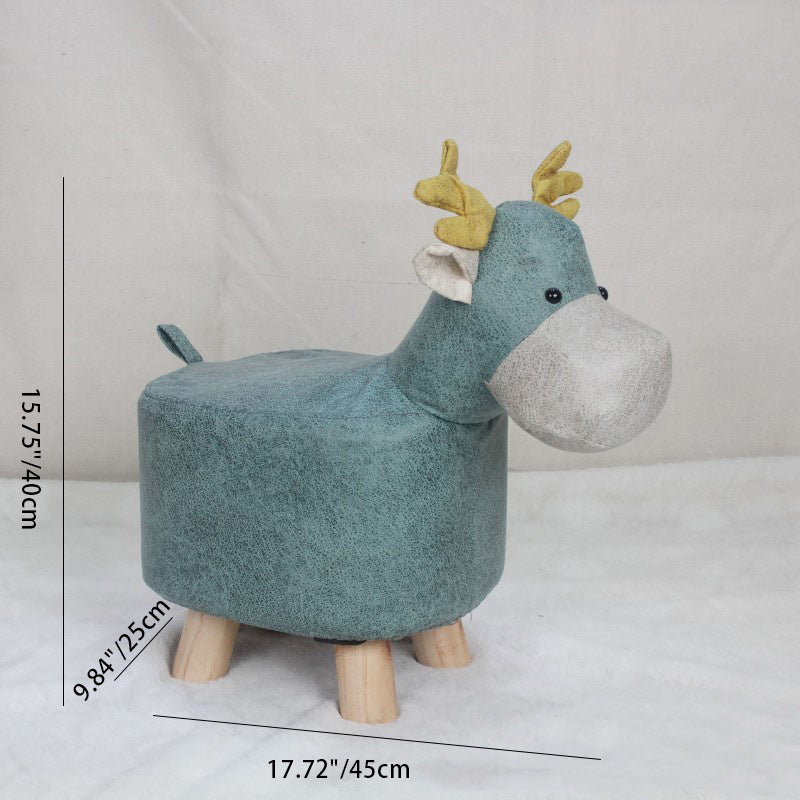 Lumendat Contemporary Creative Kids Fabric Wood Sponge Animal Elephant Footstool For Entryway Lumendat