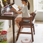 Modern Simplicity Kids Rubber Wood Fabric Sponge Square Trapezoidal Structure Desk Chair Footrest Adjustable For Home Office DFM-F