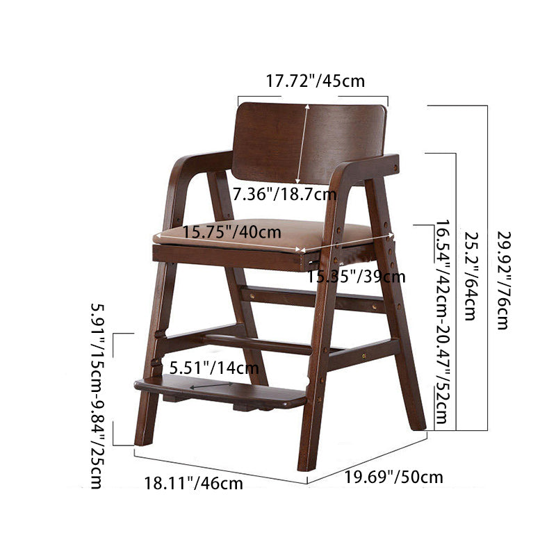Modern Simplicity Kids Rubber Wood Fabric Sponge Square Trapezoidal Structure Desk Chair Footrest Adjustable For Home Office DFM-F