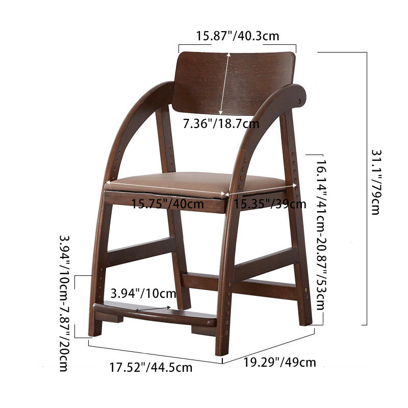 Modern Simplicity Kids Rubber Wood Fabric Sponge Square Trapezoidal Structure Desk Chair Footrest Adjustable For Home Office DFM-F