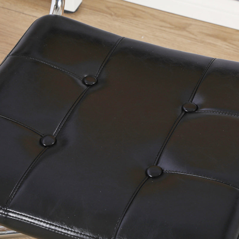 Contemporary Retro Weaving Rattan PU Leather Steel Alloy Liftable Square Desk Chair Backrest For Home Office DFM-F